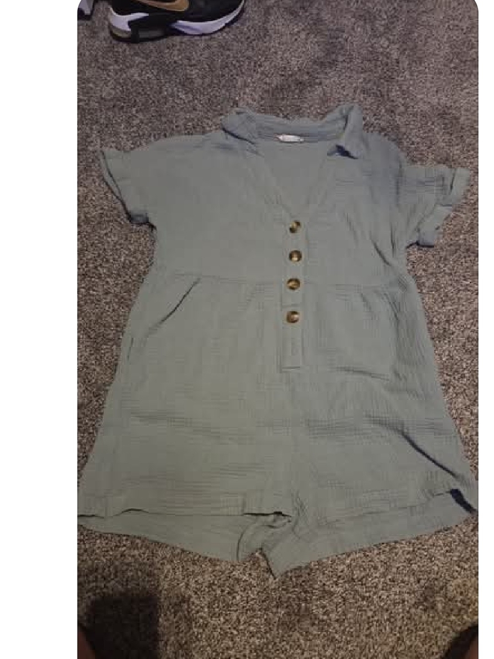 Altar'd State Sage Green Cotton Romper